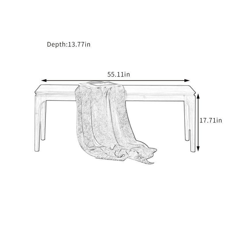 Mischelle Solid Wood Bench, 17.71" H x 55.11" W x 13.77" D