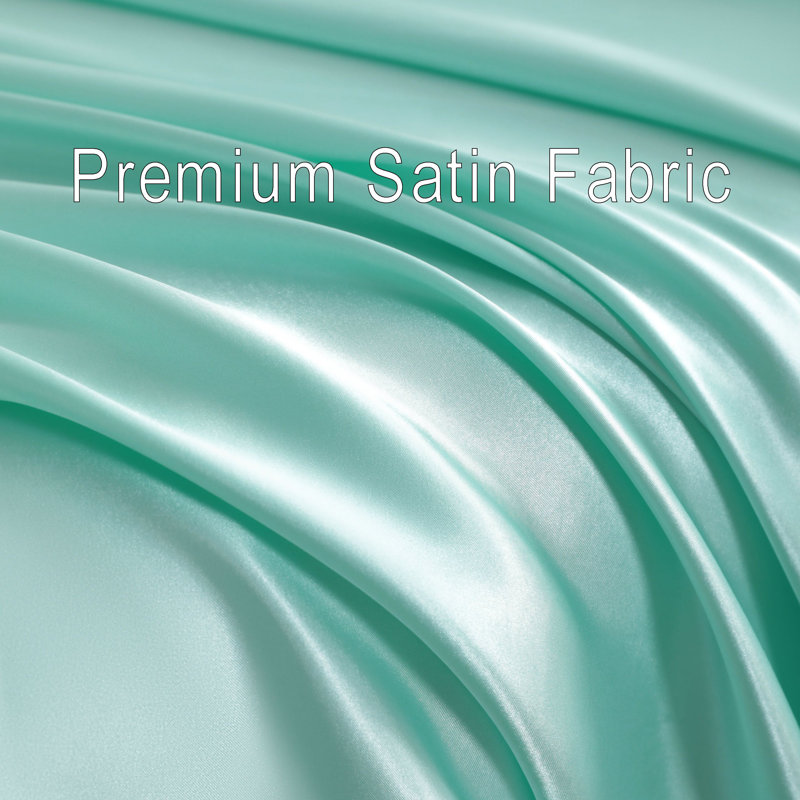 Lustrous Satin Bed Sheet Set Luxury Soft Durable, Tiffany Blue, Twin Sheet Set with 1 Pillowcase