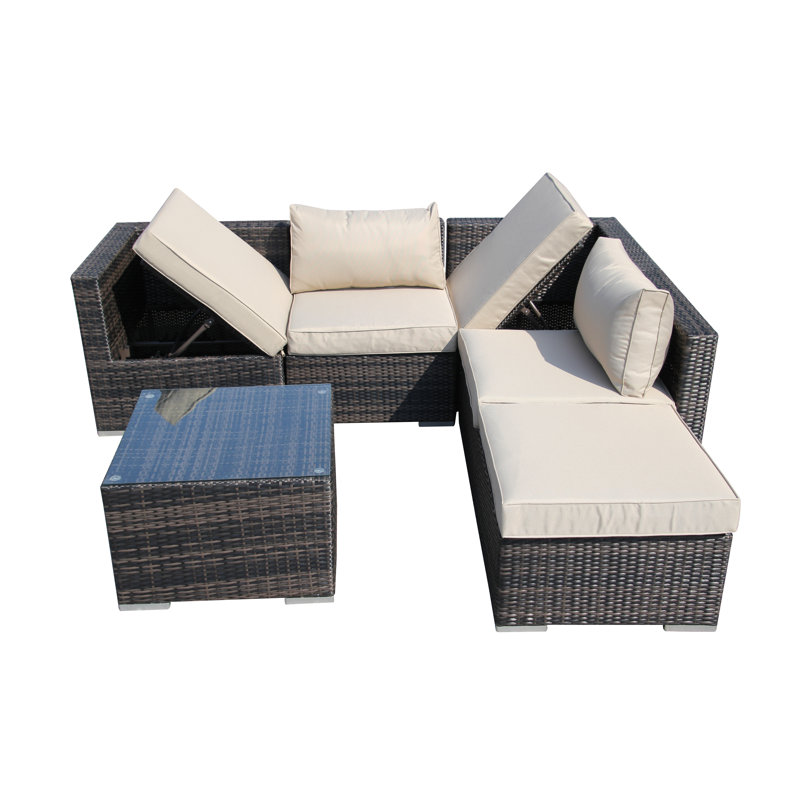 Bertradis 6 Seater Rattan Sofa Set, Mix Brown