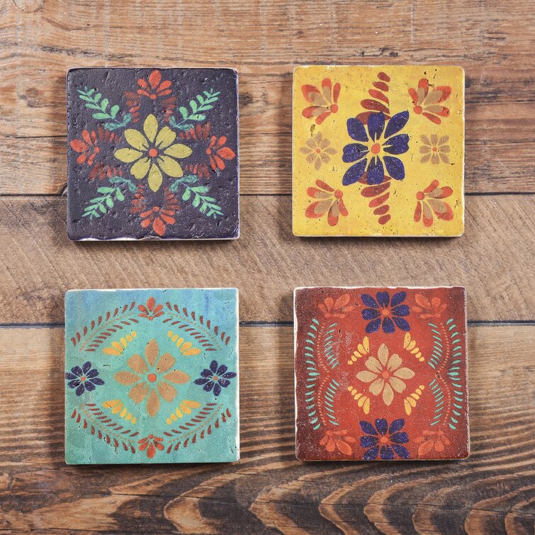 Round Set of 4 Coasters - Mexican Coaster Tile