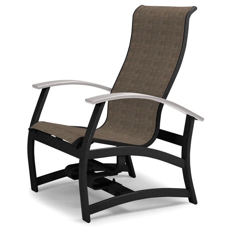 Askar Powder Coated Aluminum Outdoor Lounge Chair, Atlantis Royal Blue Sunbrella®, Textured Black, White P50