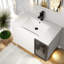 Meuble-lavabo moderne et peu encombrant avec armoire blanche brillante et lavabo en céramique pour les salles de bain compactes