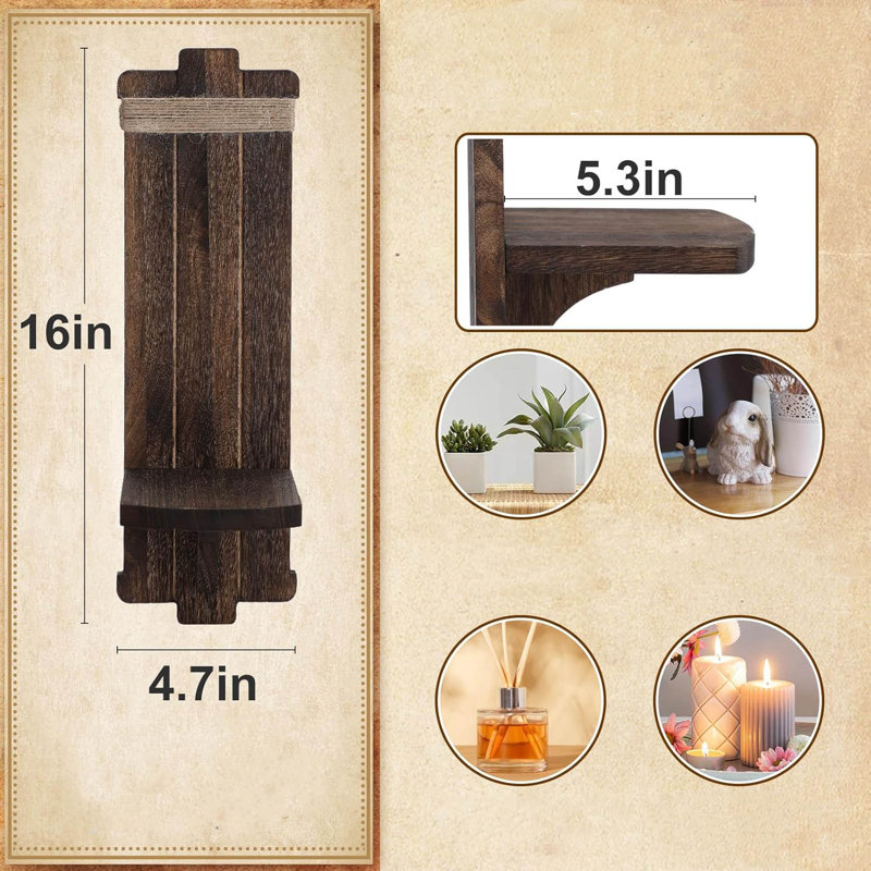 2 Piece Wood Wall Wall Sconce Set, Brown