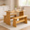 Ensemble de salle à manger 3 pièces 28,94 po en bois massif compact avec table et bancs - finition chêne naturel