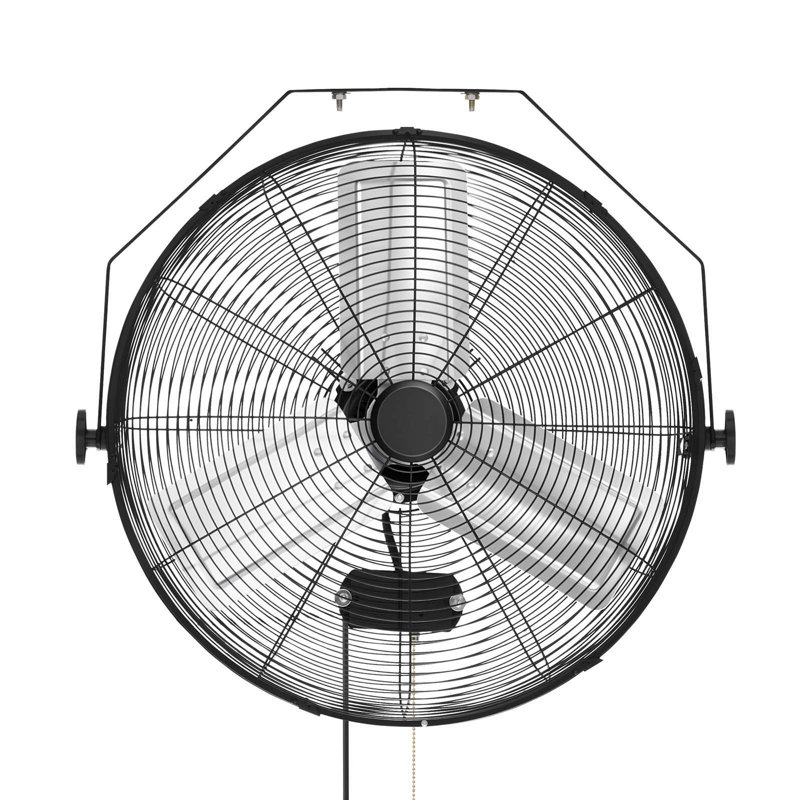 Ventilateur mural, ventilateur mural de 24 po, 3 vitesses, longue distance de circulation d'air, angle de rotation réglable, commande mécanique, puissant pour l'industrie, commercial, garage, atelier, gymnase, noir