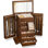 Boîte de rangement pour bijoux en bois 6 couches, organisateur de bijoux rustique avec miroir et tiroirs pour femme, étui à bijoux pour bagues et colliers, noir carbonisé