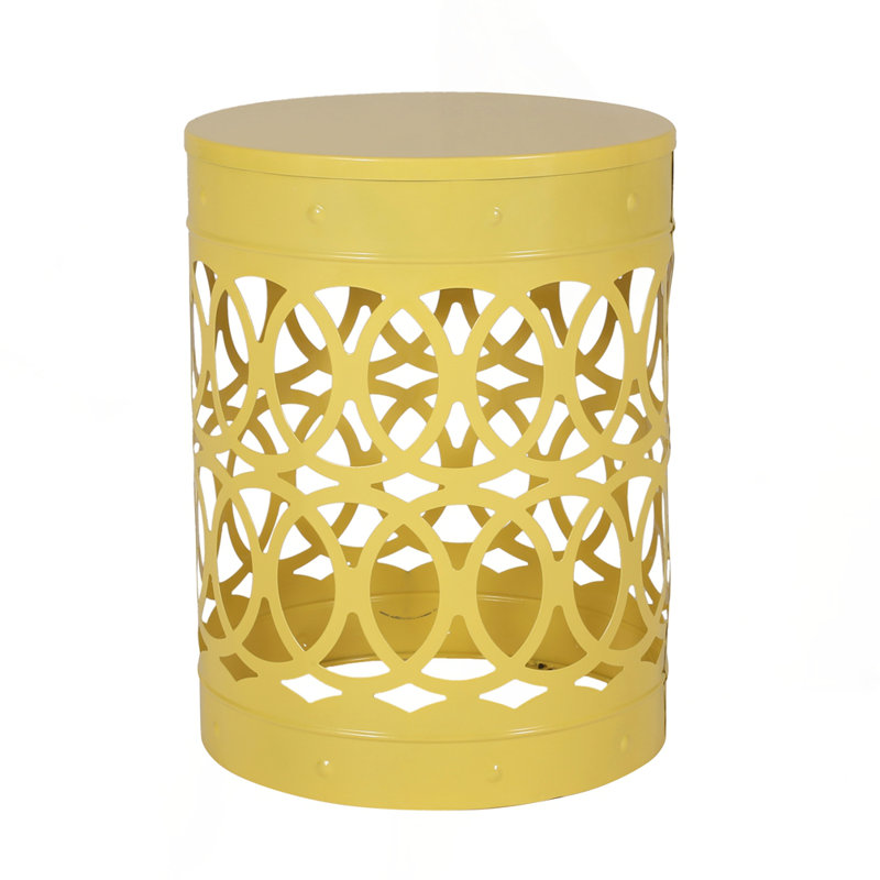 Large Outdoor Metal end Table, Yellow