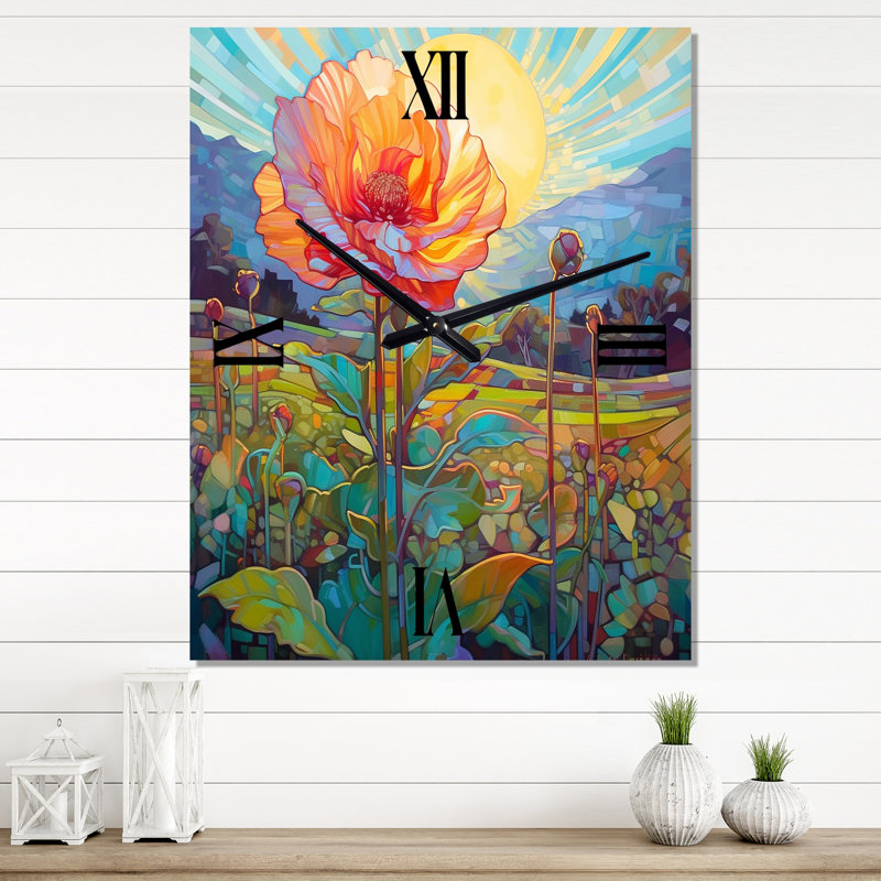 Horloge murale Azhanae - Chrysanthemums, Grand