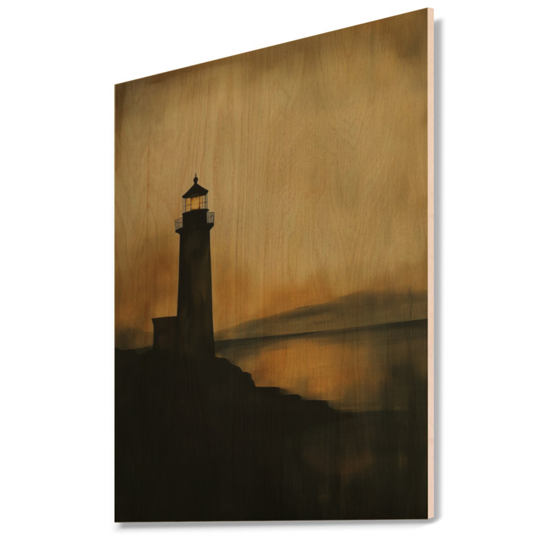 Phare Ambre Crépuscule I - Décoration murale en bois, H 40 po x l 30 po, Rectangle