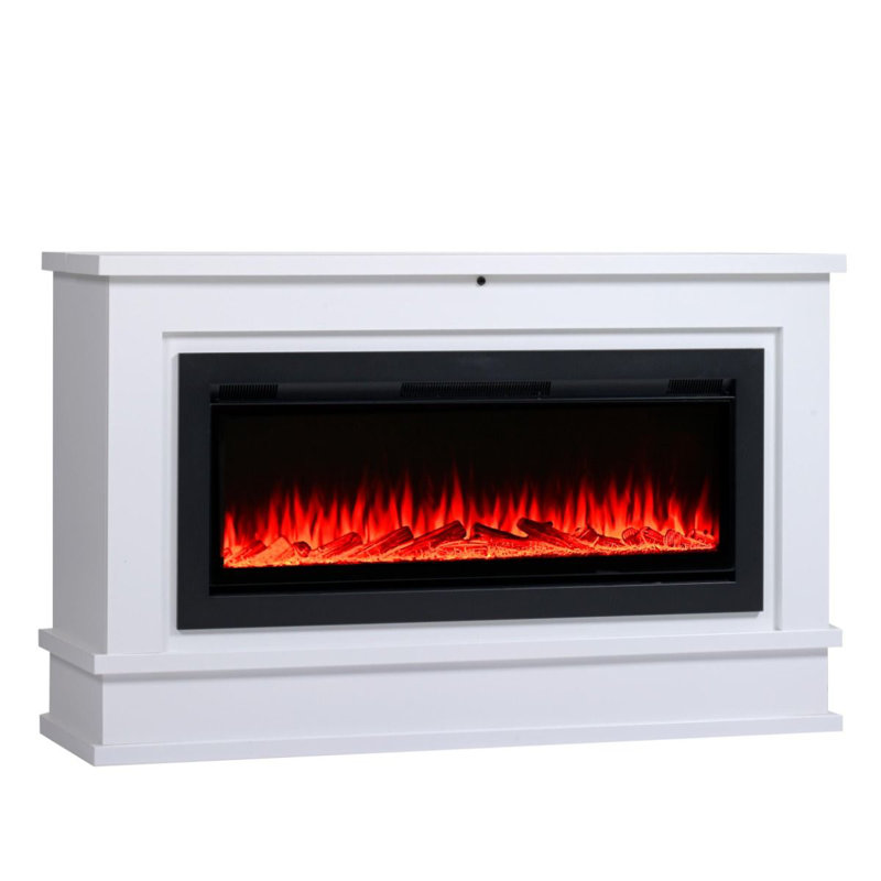 Armoire télé avec foyer électrique Ambiance, Blanc