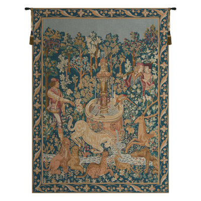 Licorne A La Fontaine European Tapestry Wall Hanging