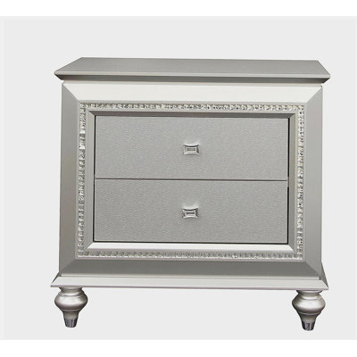 Champagne 2-Drawer Nightstand with Sparkling Trim
