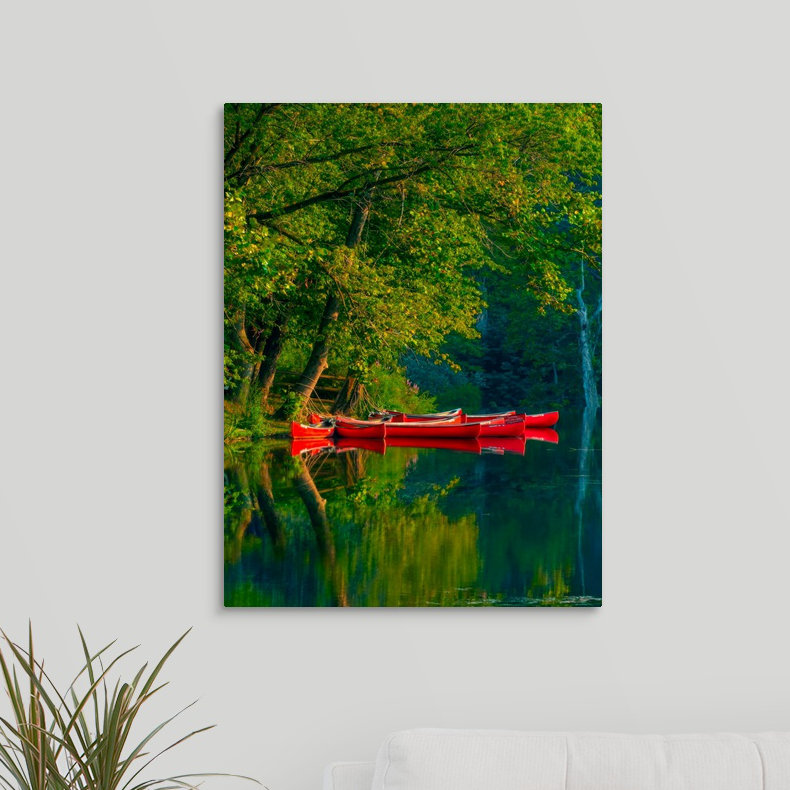 «Red Canoes» par Steven Maxx - reproduction de photo sur toile, H 24 po x l 18 po x P 1,5 po