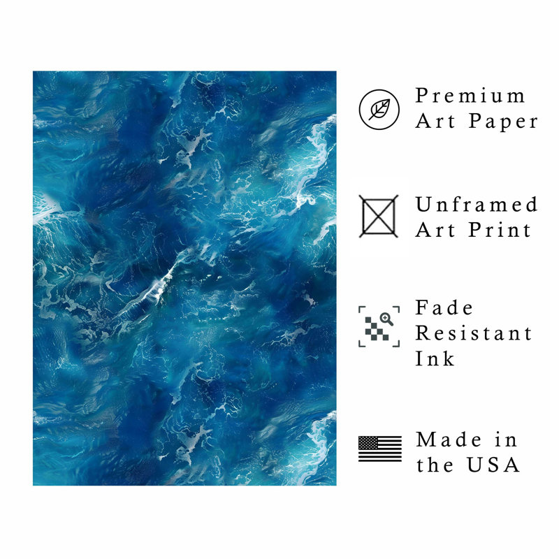 «Beach and Coastal Ocean Waves», impression nautique sans cadre, H 7 po x l 5 po