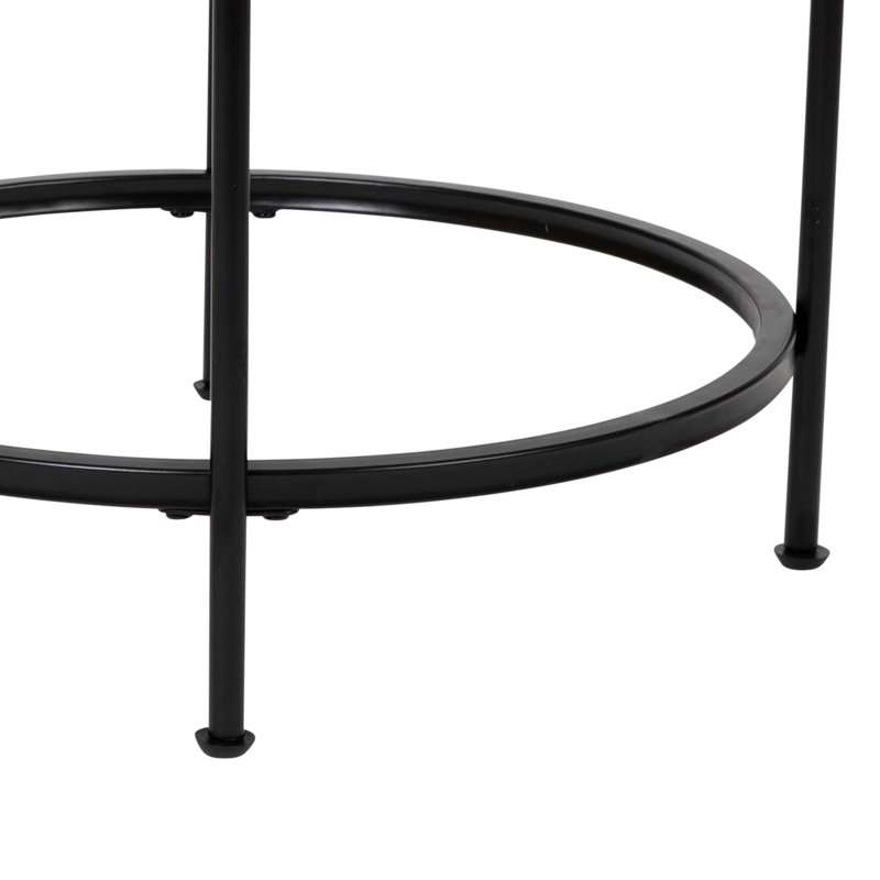 Astoria Collection Round End Table, Modern Accent Table with Metal Frame, Matte Black