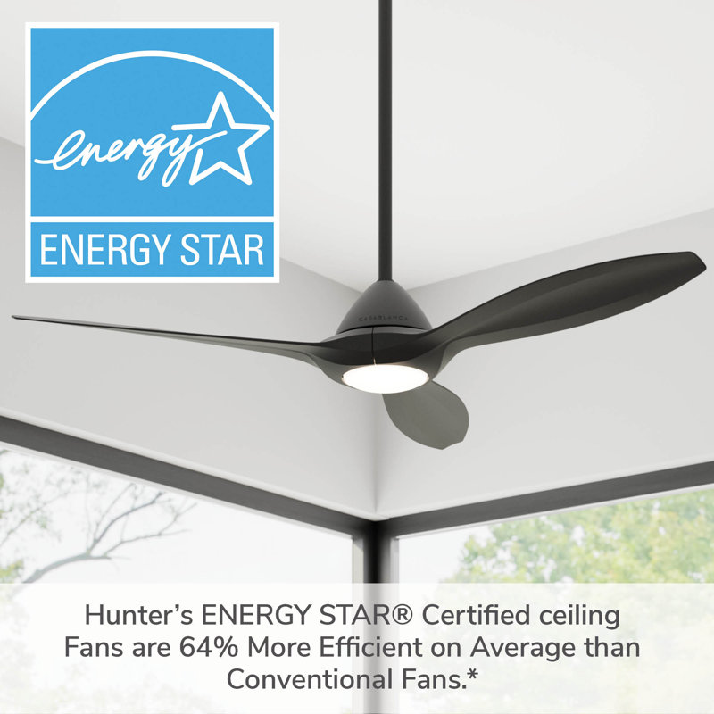 Casablanca 56 inch Surea ENERGY STAR® Damp Rated Ceiling Fan with Lights and Remote, Matte Black