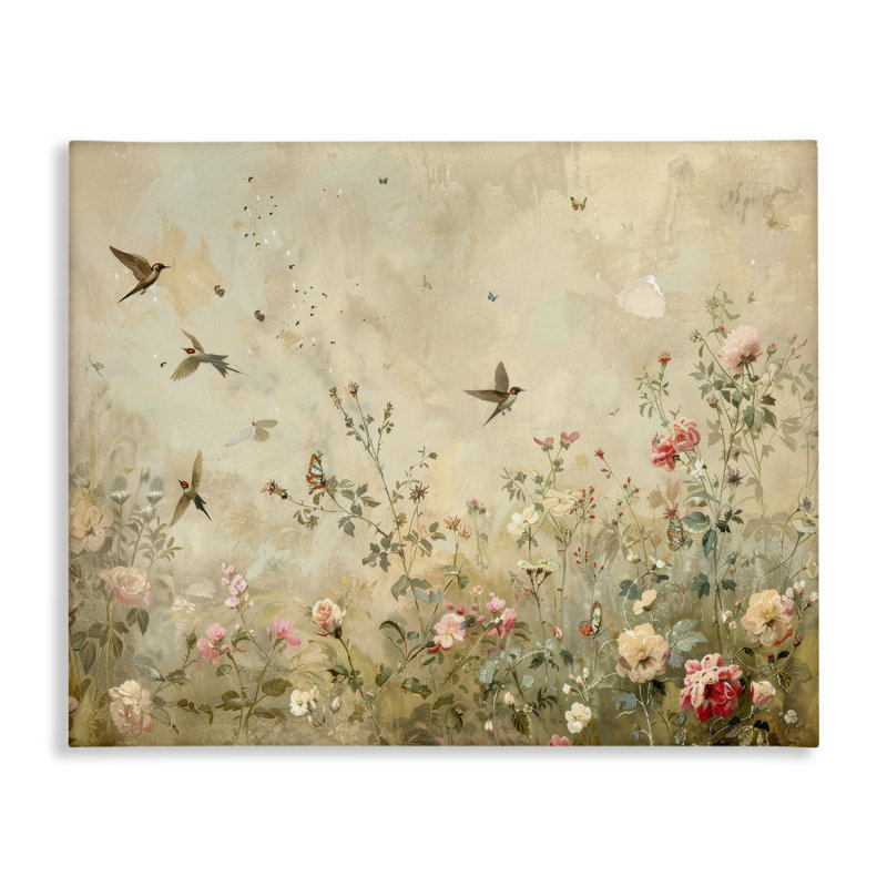  «Swallows in Flower Meadow», art mural sur toile par Arlington Prints, H 30 po x l 40 po