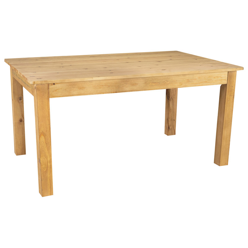 Dejon Rectangular Solid Pine Farmhouse Dining Table, Light Natural, 38"W x 60"L