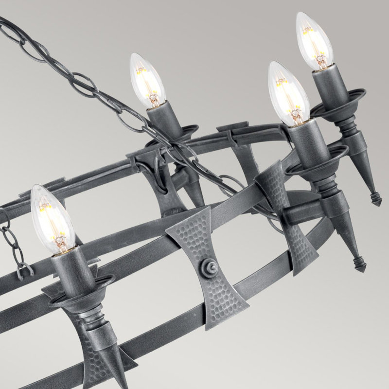 Voight 8 - Light Waggon Wheel Chandelier, Black/Silver