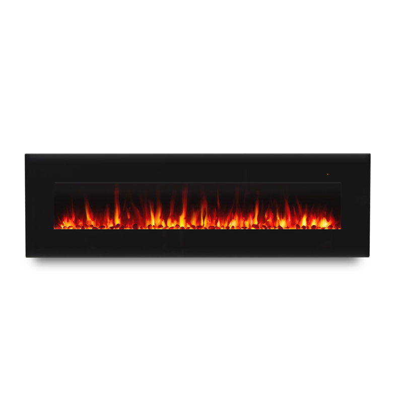 Corretto 72" Black Wall Mounted Electric Fireplace with Mantel
