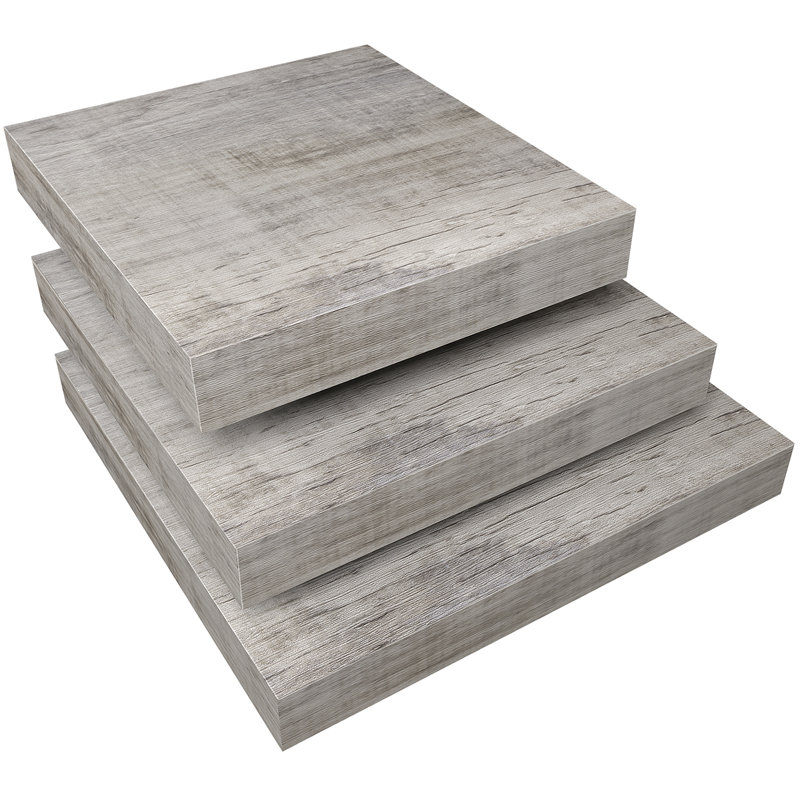 Suad 3 Piece Square Floating Shelf, Gray/White