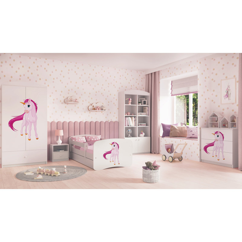 Cicero Drawer Convertible Bed and Mattress, Toddler (70 x 140 cm), White