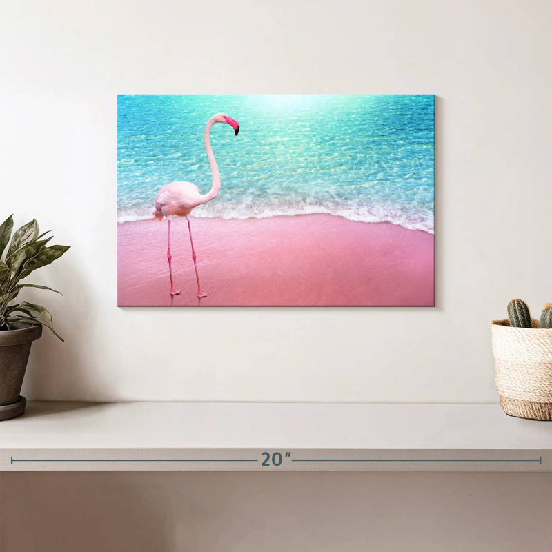 Flamant rose plage Brampt, H 8 po x l 12 po