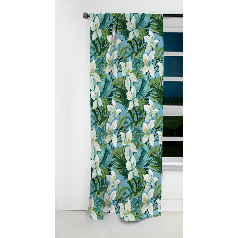 Motif tropical azure brise II - rideau floral - rideau occultant floral - 1 panneaux, L 52 po x L 84 po