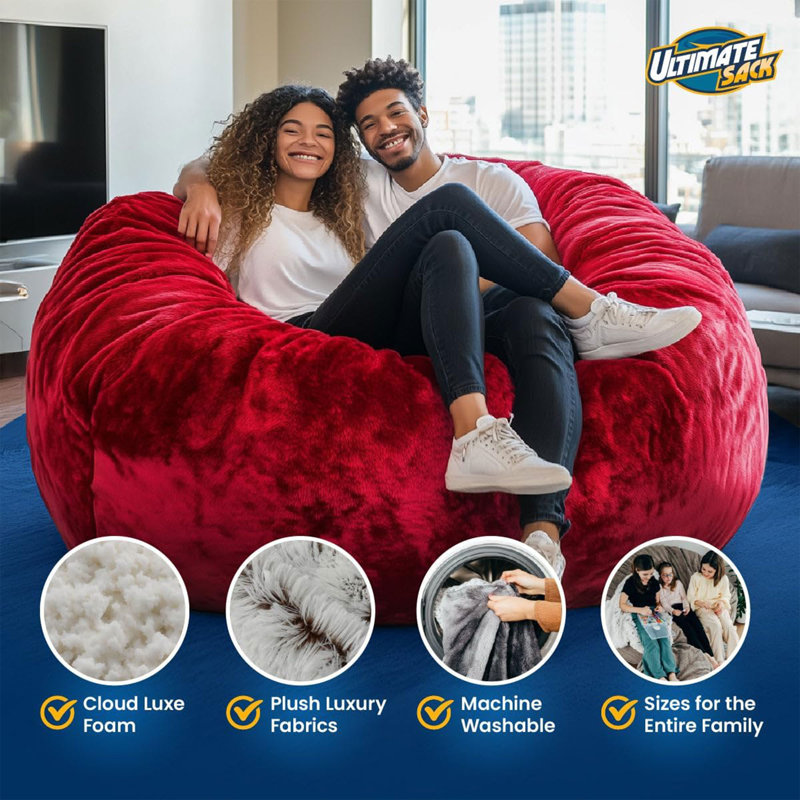 Kids Bean Bag Chair, Oversized Indoor Comfy Lounger, Cloud Suede