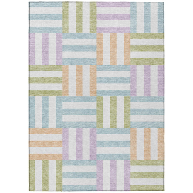 Machine Washable Indoor/Outdoor Aten ACN2332 Geometric Rug, Rectangle 10' x 14'