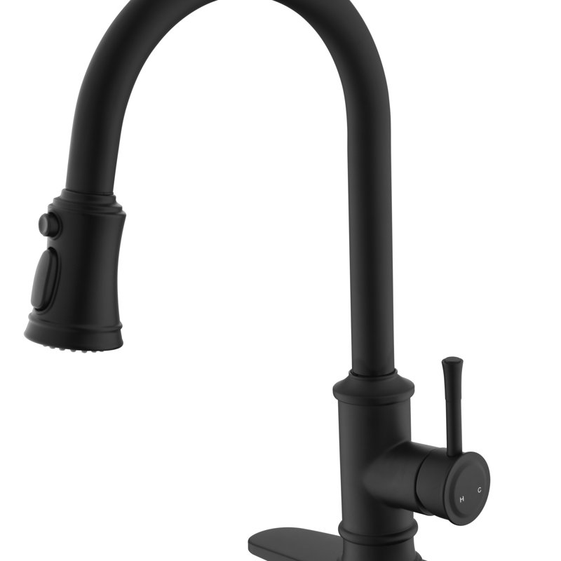 Kitchen Faucet With Pull Out Spraye, Matte Black