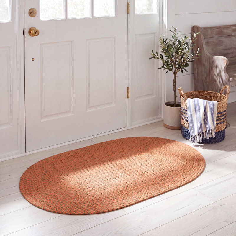 Woodlawn Hand Woven Cotton Solid Color Rug, Oval 3' x 5' 
