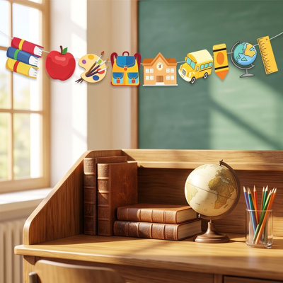 Plastics decorative Ball Bunting Banners School Supplies Shaped Garland Classroom Hanging Decor For First Day Of School Party Supplies