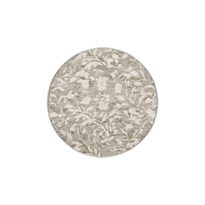 Tapis beige lavable à la machine, Rond 6 pi