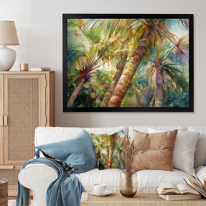 Palmier vert paradis II - impression, Cadre photo noir, H 16 po x l 32 po x P 1 po