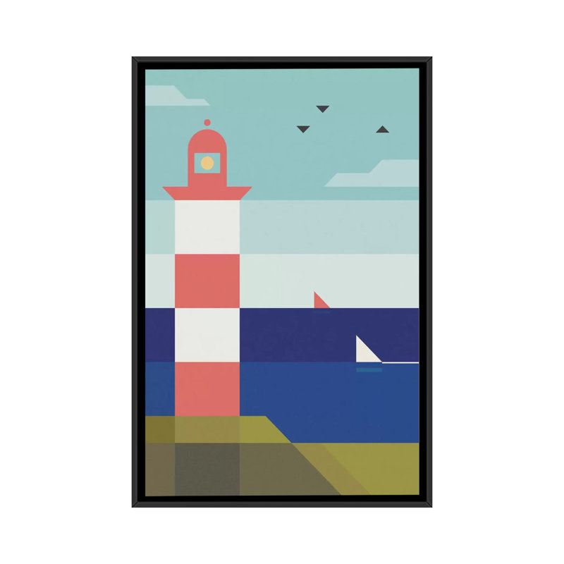 Art vertical sur toile de phare, Cadre noir, H 48 po x l 32 po x P 1,5 po