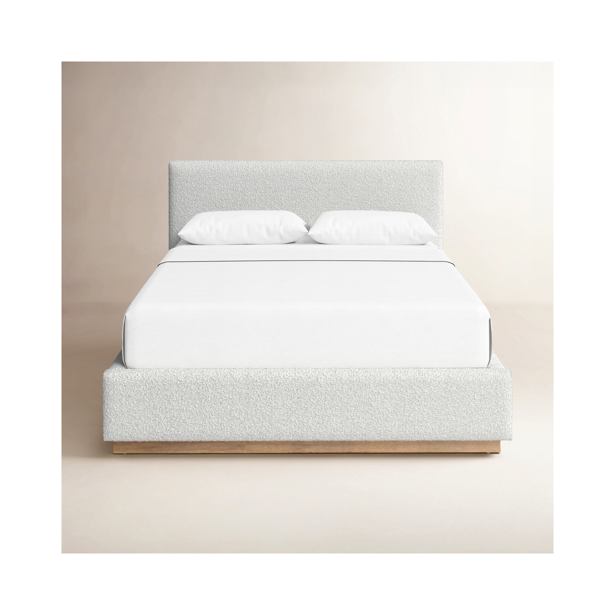 Drago Upholstered Platform Bed, Queen, Cream Boucle