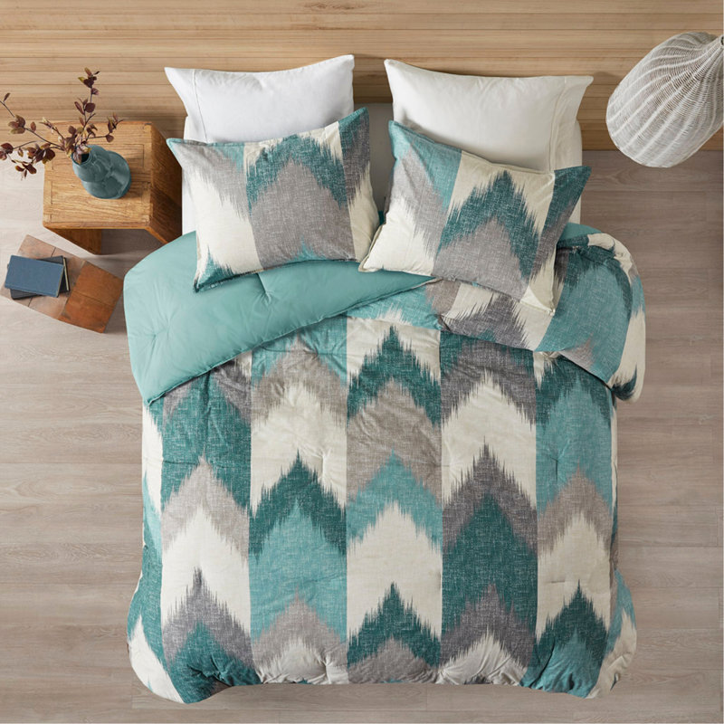 Ensemble d'édredon 3 pièces, Turquoise, Édredon double et 2 taies décoratives