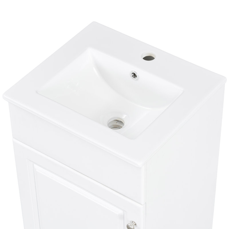 Meuble-lavabo de salle de bain avec lavabo, meuble-lavabo avec tablette de porte et tablette, Blanc