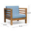 2 chaises club Mid-Century modernes - bois, bleu pacane, 2 pièces