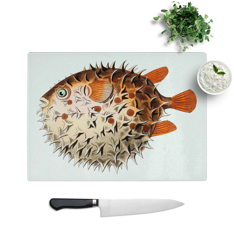 Tempered Glass Balloon Fish Chopping Board, 39 cm W x 28.5 cm L