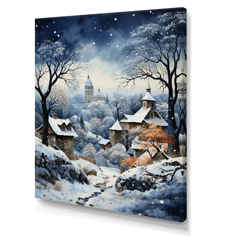 Harmonie du village d'hiver I - impression, H 44 po x l 34 po x P 1,5 po, Toile tendue