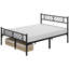 Minimalist Metal Slatted Bed Platform with Arrow Design Headboard-1221195389-1221307251