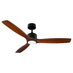 Madera Collection Smart 3-Blade 52in Ceiling Fan 2700K-6000K CCT Selectable LED Light Kit with Remote Control and White Hardware with White Wood Blades Works With iOS or Android App
