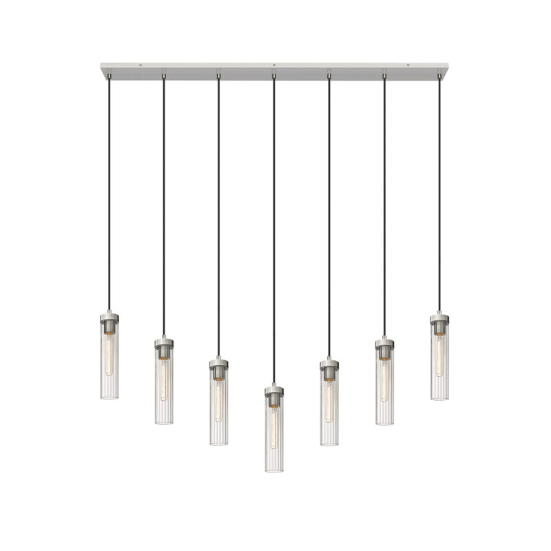 Mortola 7 - Light Steel Dimmable Square / Rectangle Chandelier, Brushed Nickel