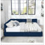 Cadre de lit capitonné en velours Queen Size avec rangement et dossier confortable, idéal pour la chambre et le salon