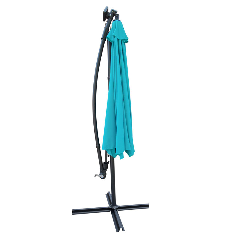Parasol de patio extérieur 10 pi avec éclairage solaire à DEL, Turquoise