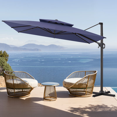 Parasol carré en porte-à-faux 116 po x 116 po, base lestée non inclus