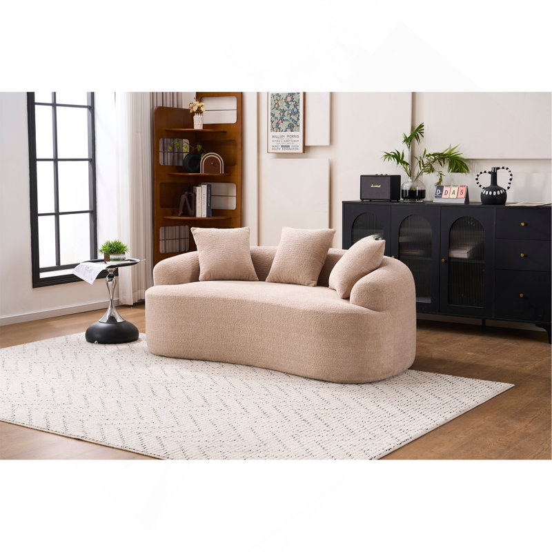 Causeuse Boneless avec tissu en chenille grain de bois, canapé en éponge haute densité, canapé compact sans assemblage pour petits espaces et appartements, capacité de 300 lb