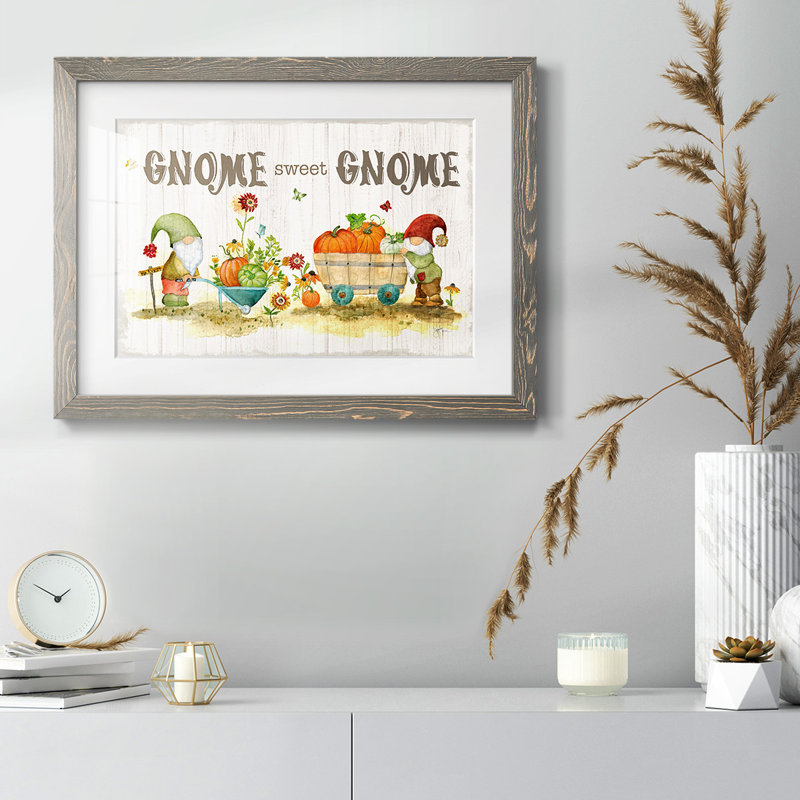" Gnome Sweet Gnome " Painting Print, Gray, 22" H x 32" W x 1.5" D